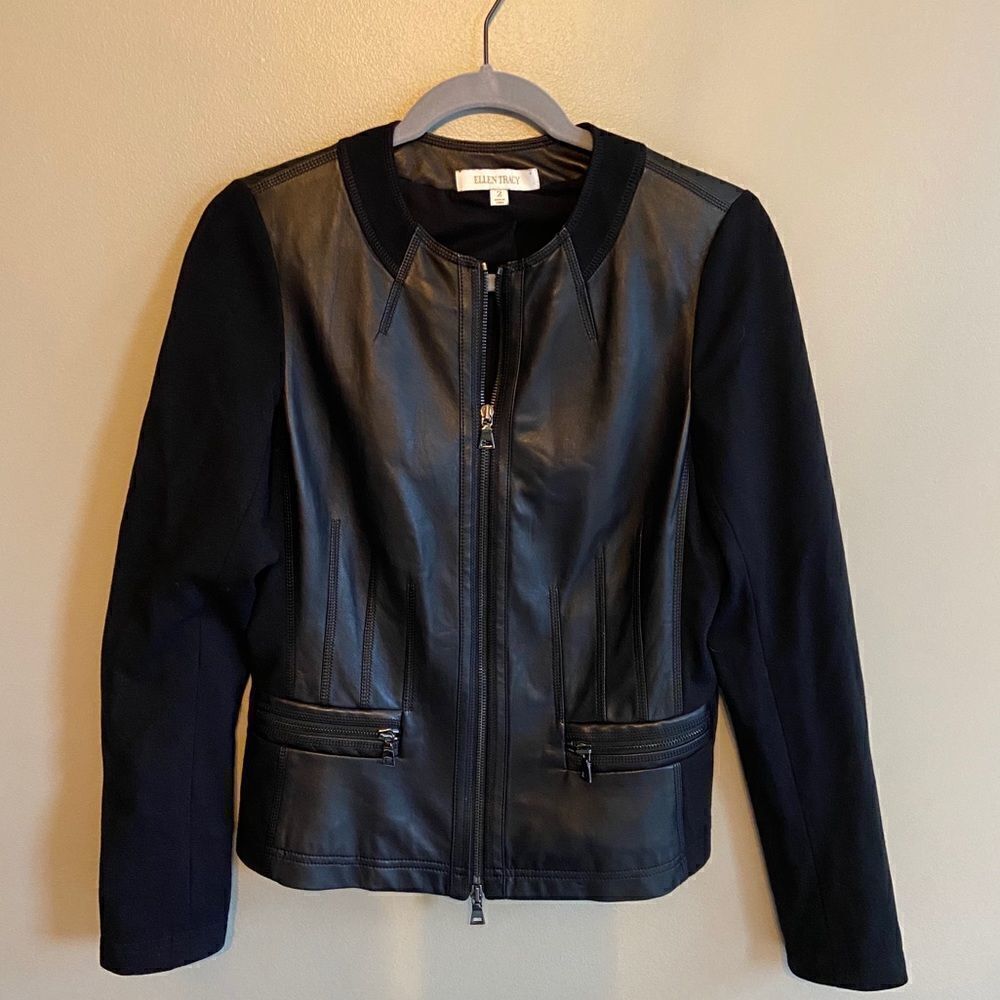 Black Leather jacket Ellen Tracy size 2